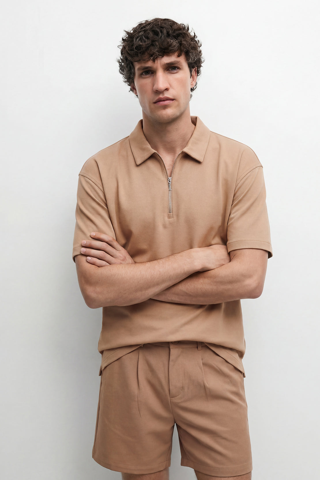 KOKO Modern Weave Drop Shoulder T-Shirt – Camel