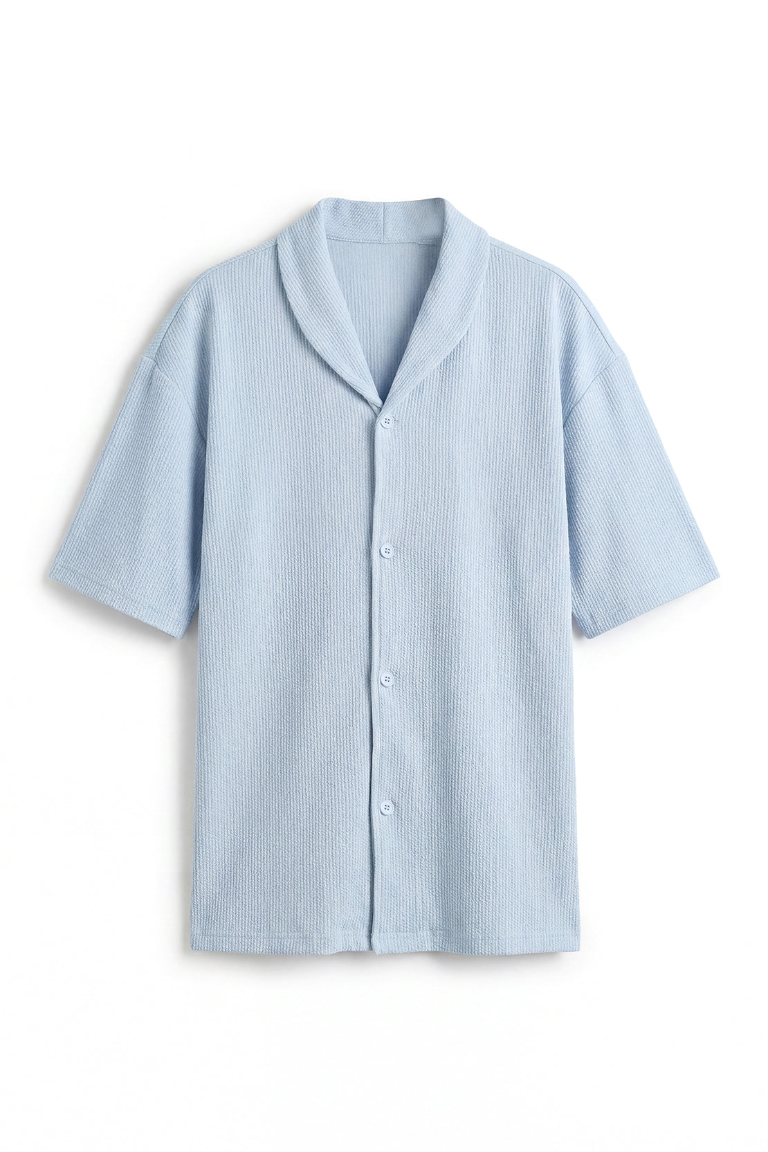 KOKO Craft Knit Relaxed Co-Ord Shirt – Light Blue