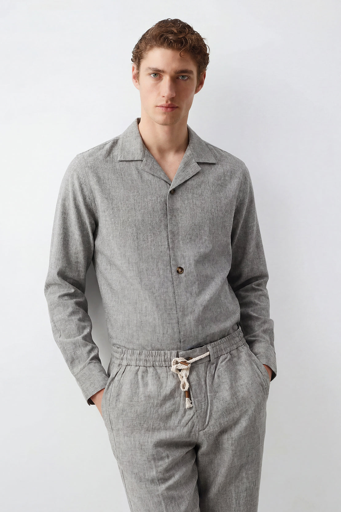 KOKO Linen Button-Down Shirt – Grey
