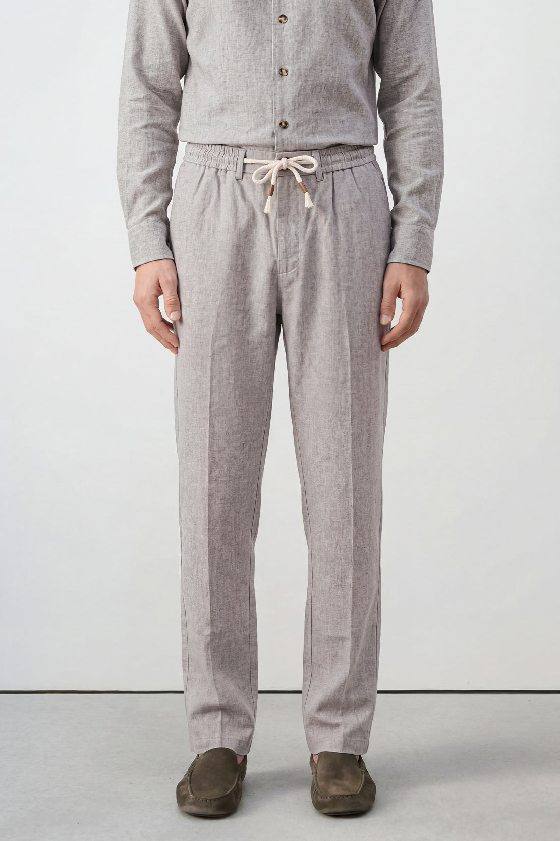 KOKO Linen Drawstring Relaxed Trouser – Grey