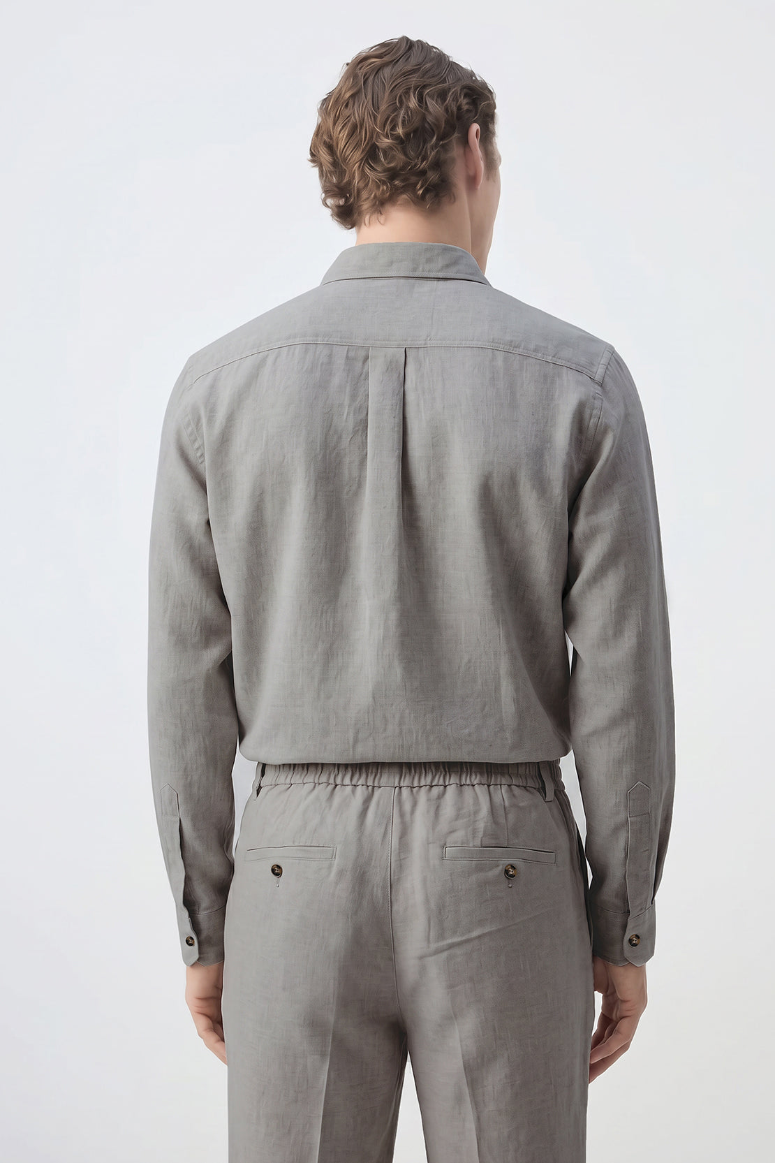 KOKO Linen Button-Down Shirt – Apricot Grey