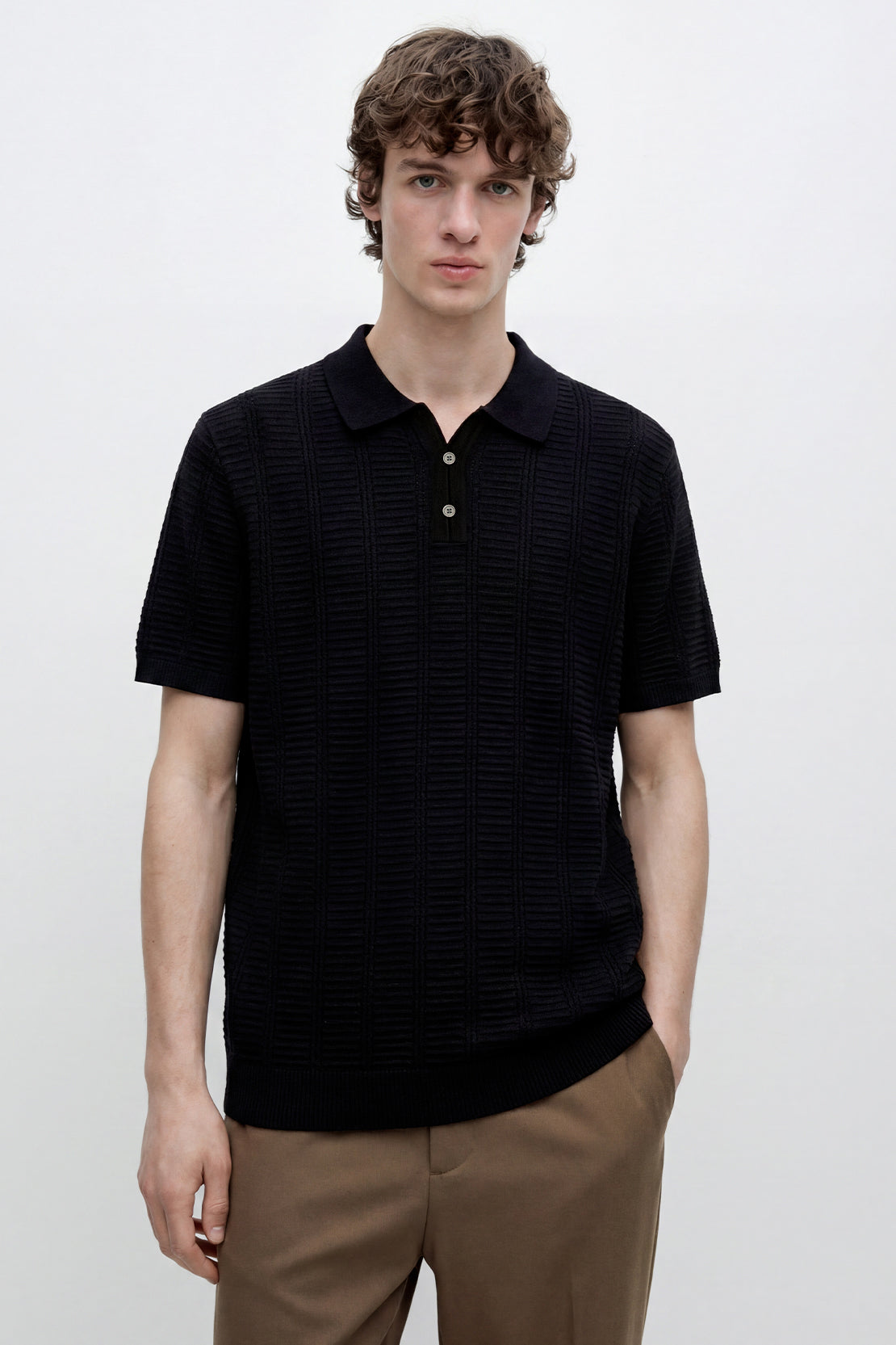 KOKO Sculpted Knit Polo– black