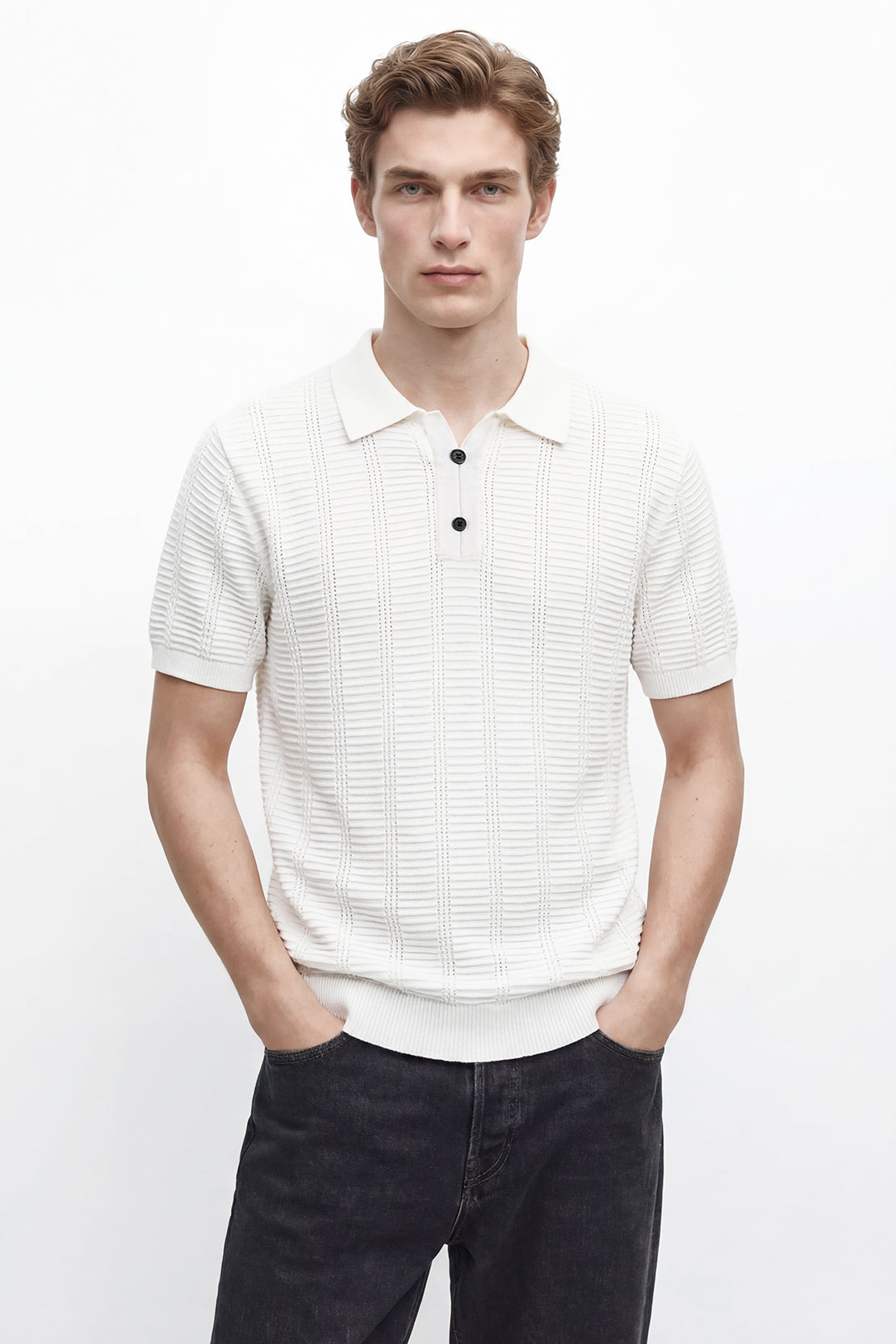 KOKO Sculpted Knit Polo – white