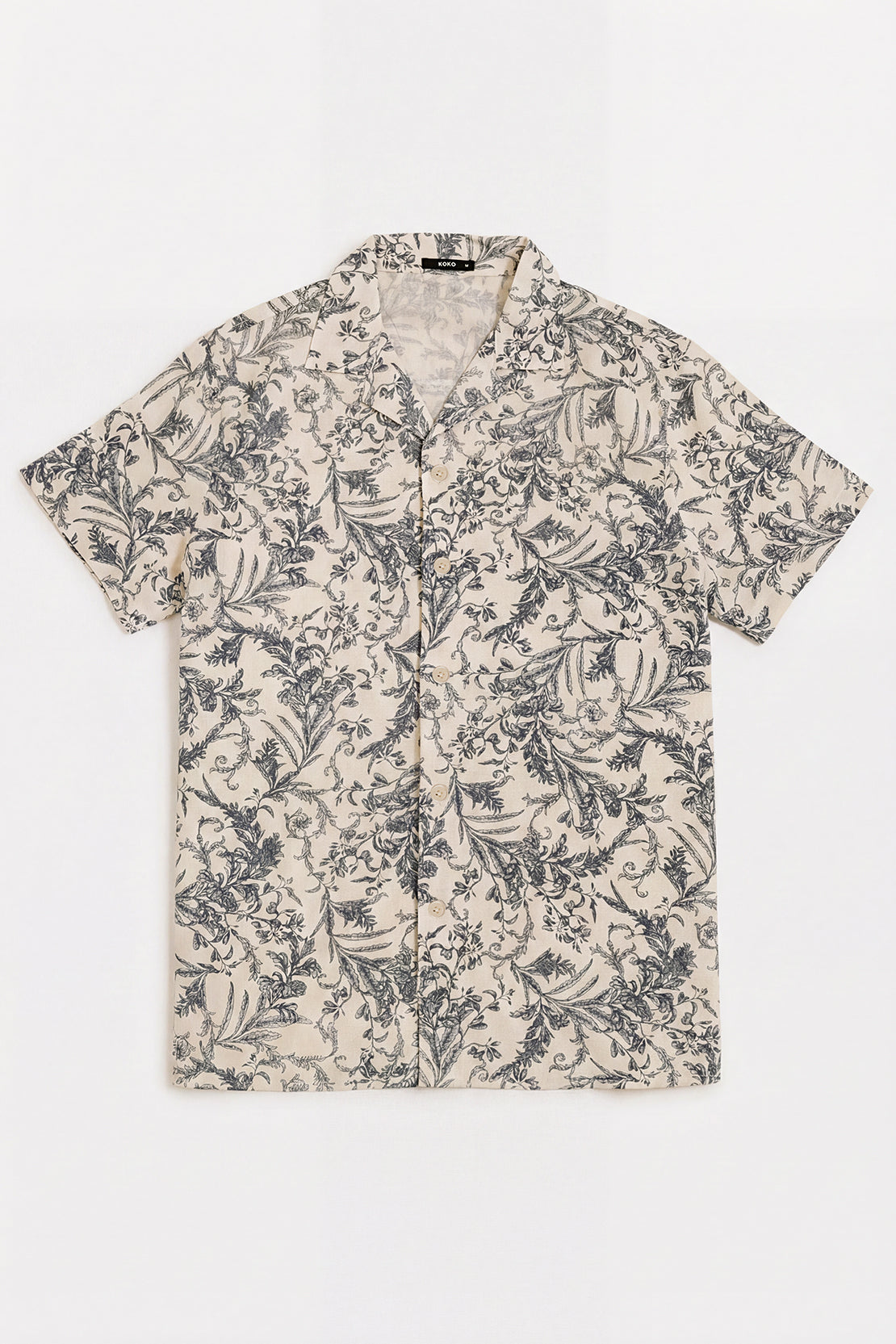 KOKO Linen Blend Button-Down Shirt – Beige