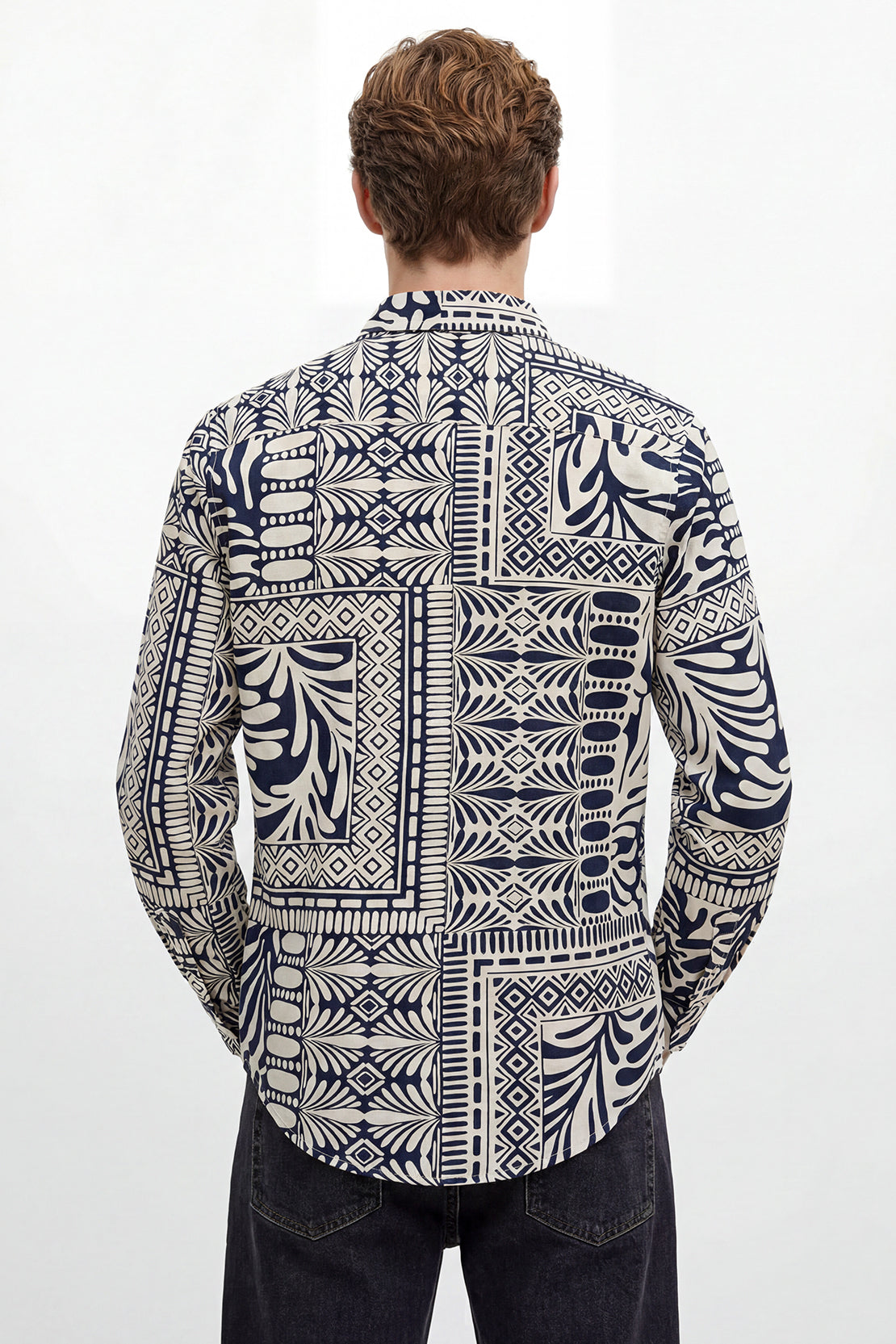 KOKO Linen Blend Button-Down Shirt – Navy