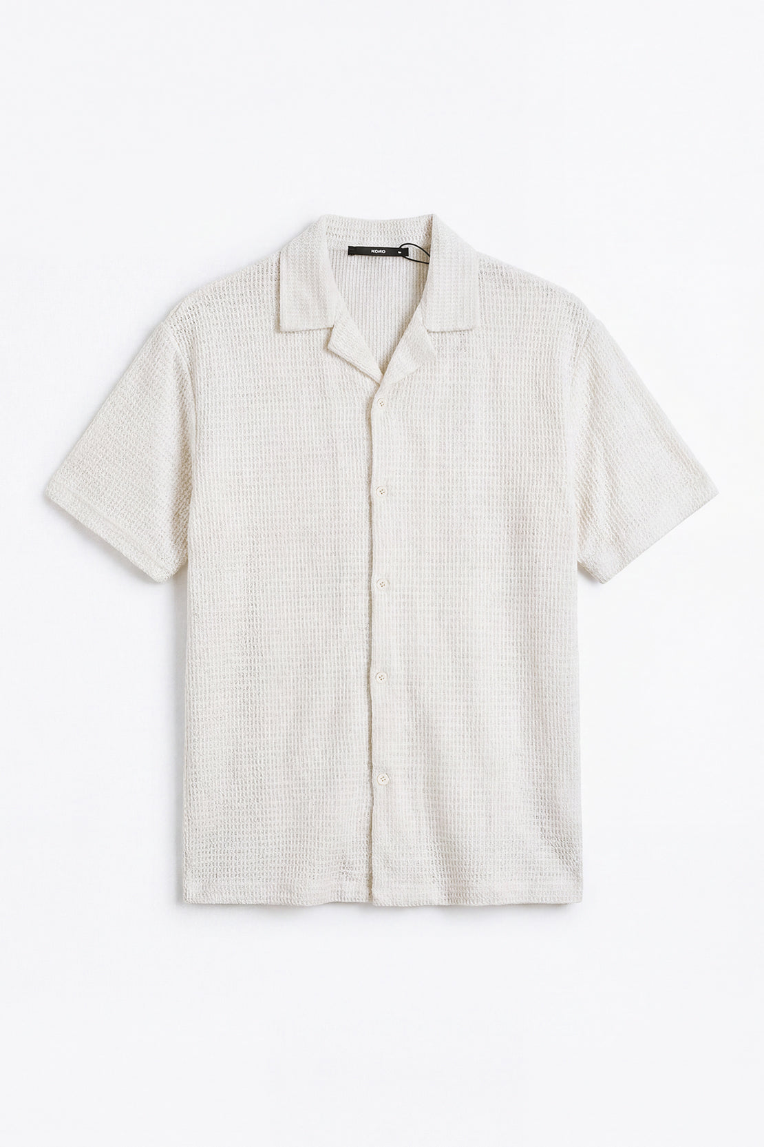 KOKO Grid Knit Button-Down Shirt – white