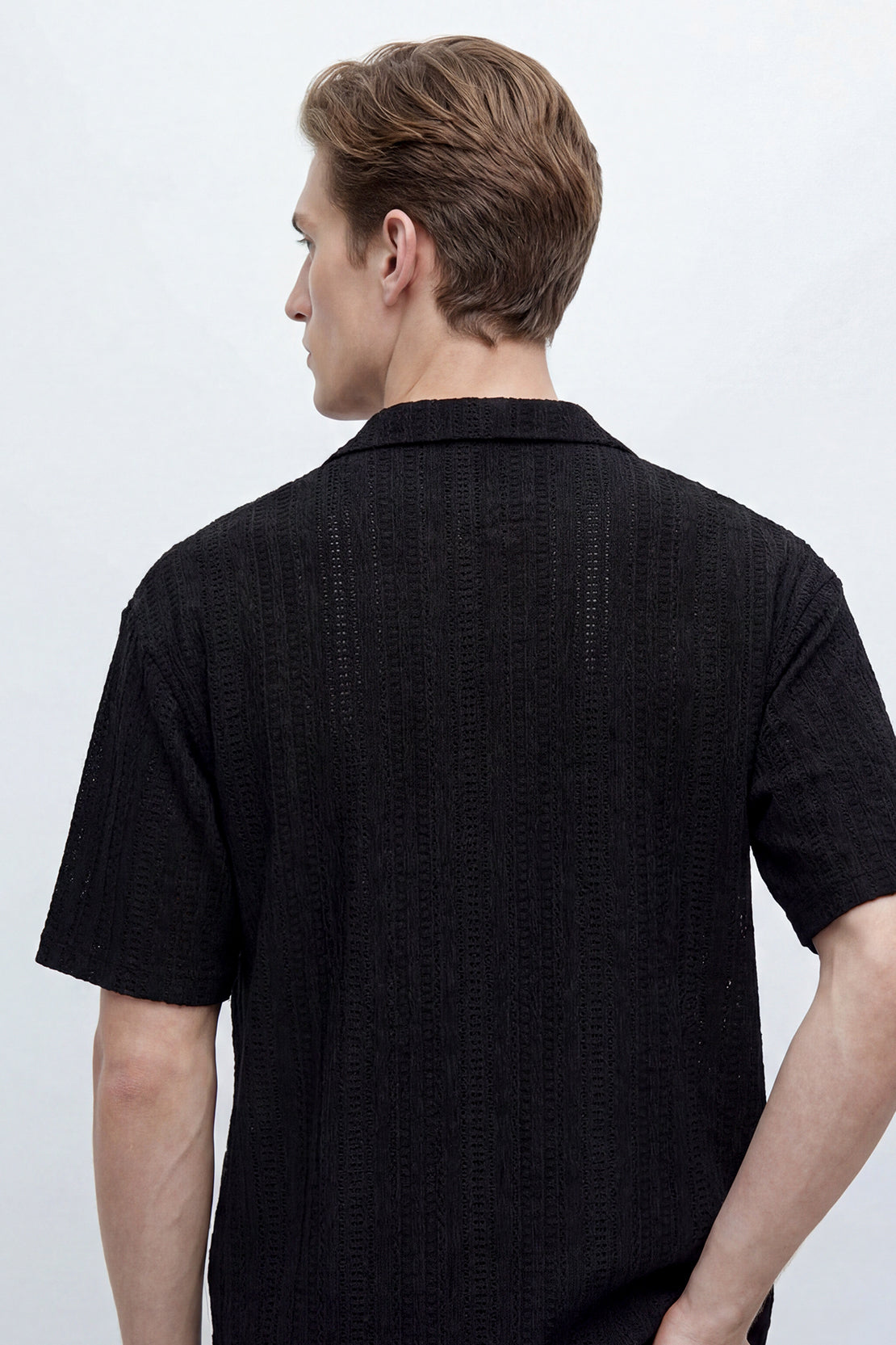 KOKO Bubble Knit Button-Down Shirt – Black