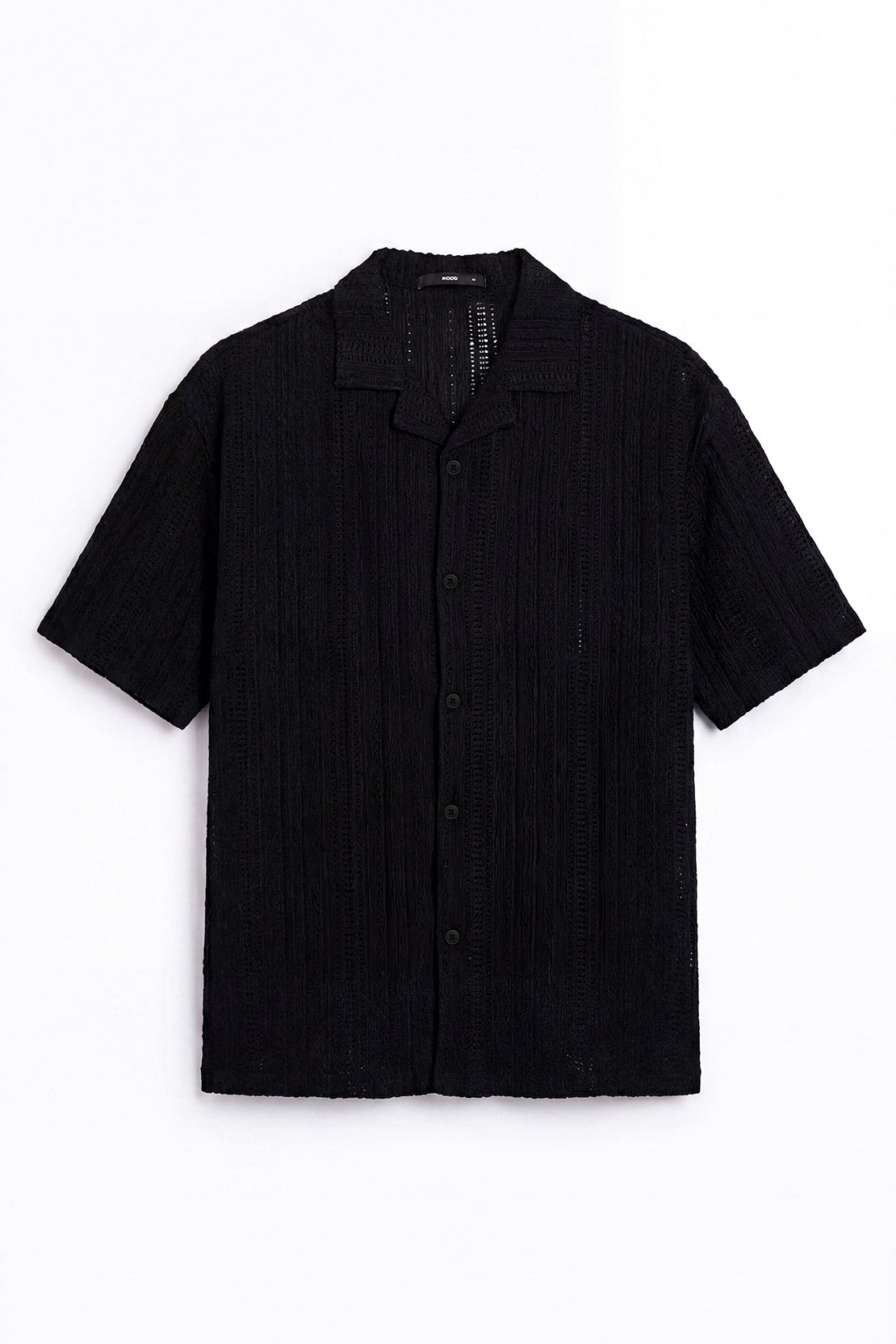 KOKO Bubble Knit Button-Down Shirt – Black