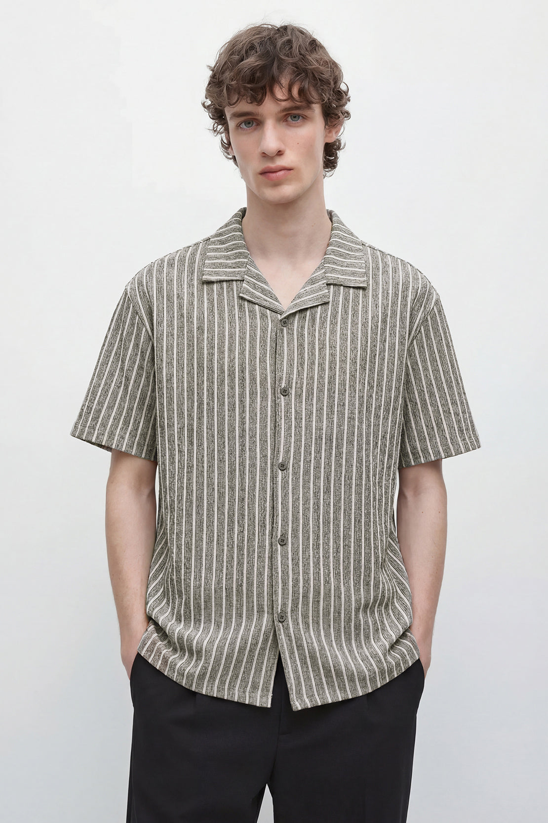 KOKO Cotton Ribbed Short Sleeve Shirt – Green