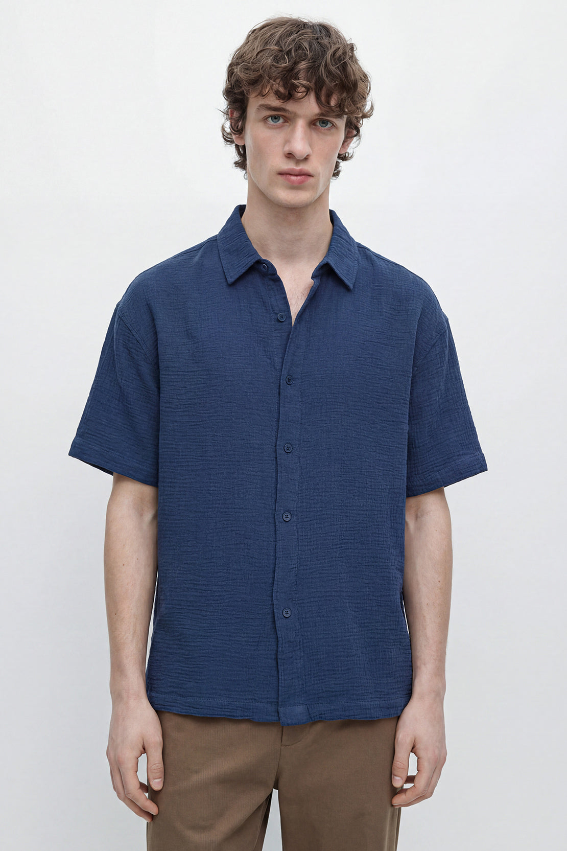KOKO Air Muslin Button-Down Shirt – Navy