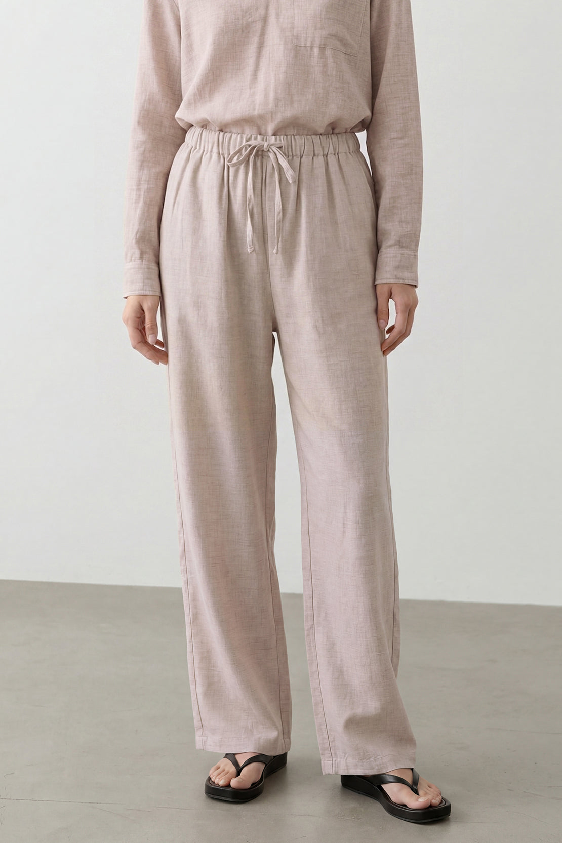 KOKO Nova Linen Relaxed Straight Pants – Apricot