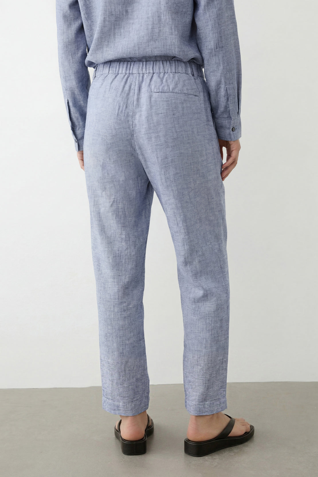 KOKO Nova Linen Relaxed Pocket Top & Relaxed Straight Pants – Cyan blue