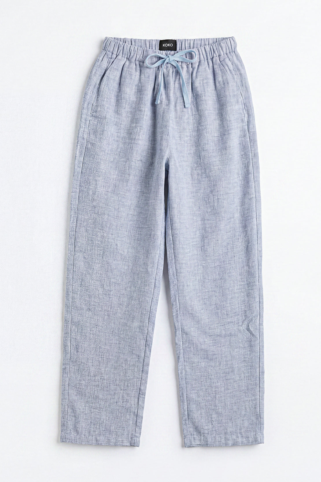 KOKO Nova Linen Relaxed Pocket Top & Relaxed Straight Pants – Cyan blue