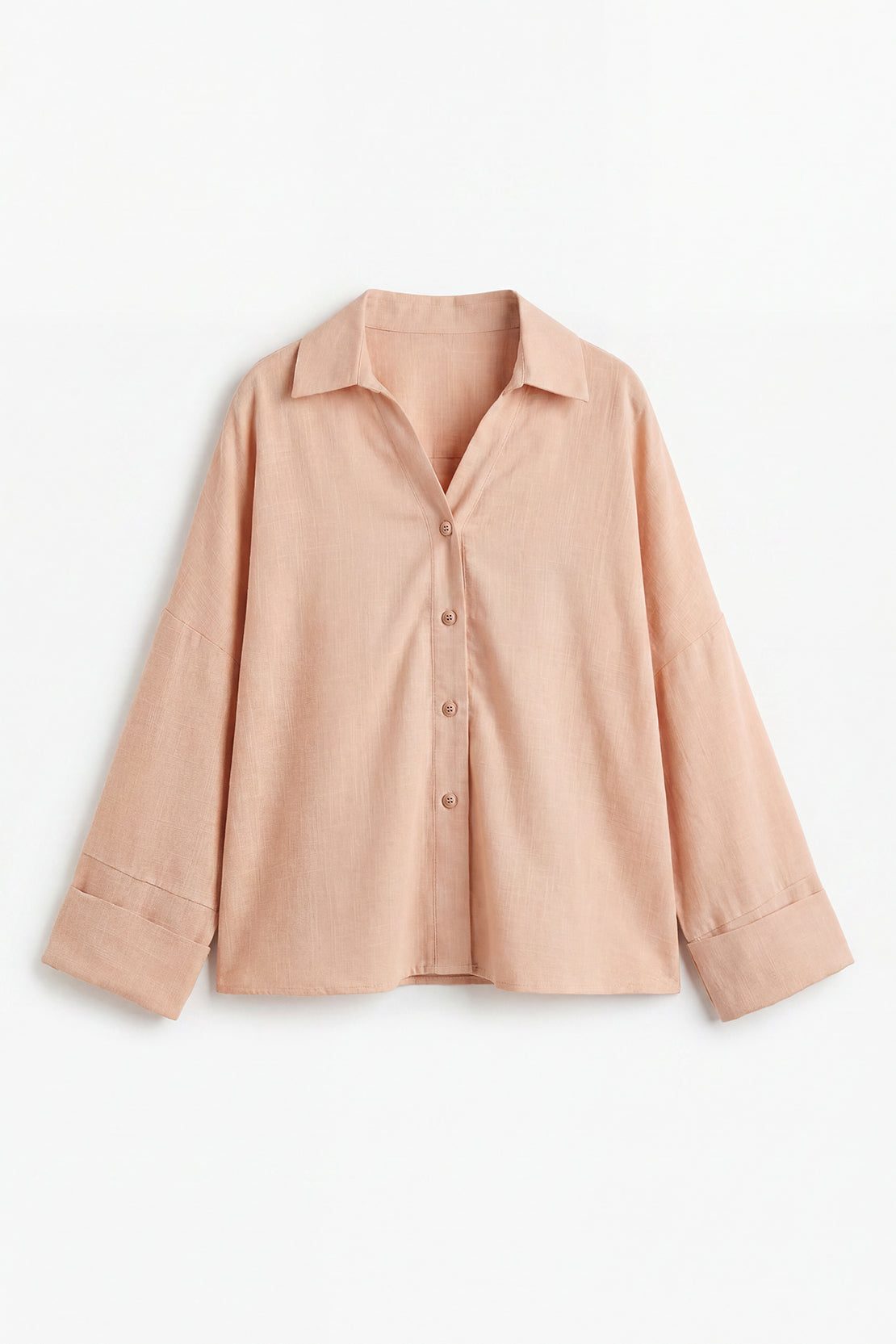 KOKO Linen Blend Relaxed Button Down top– Pink