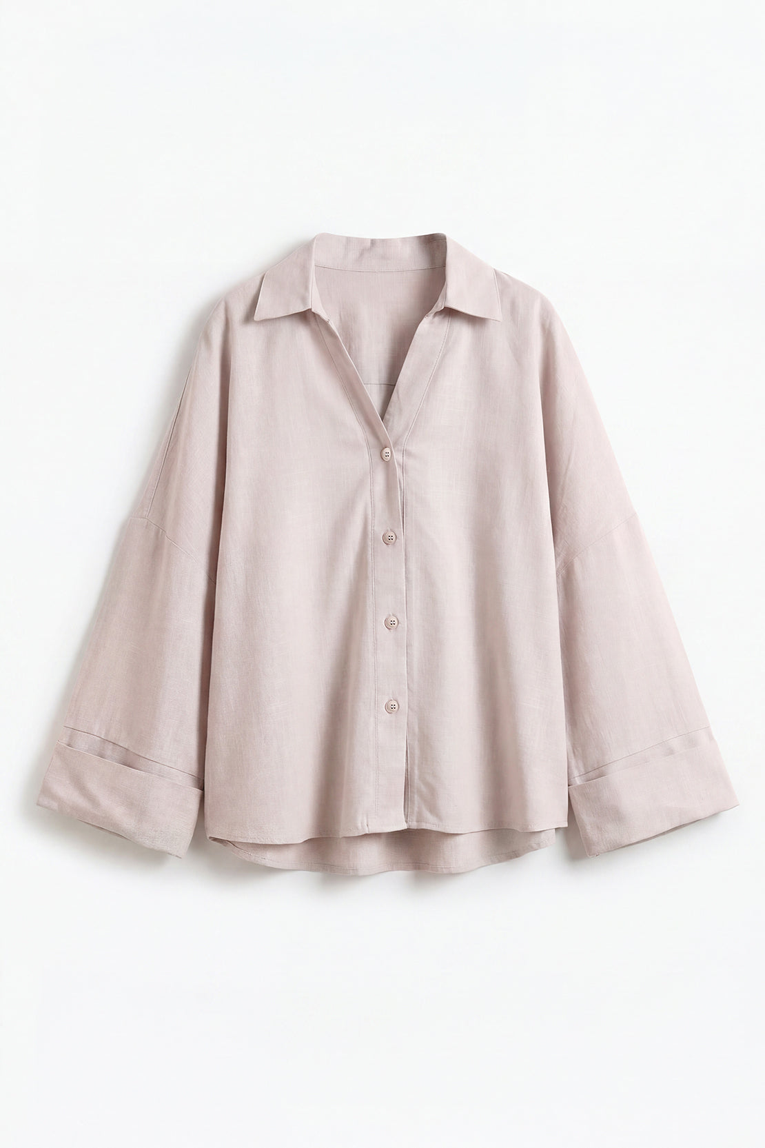 KOKO Linen Blend Relaxed Button Down Top – Soft Grey