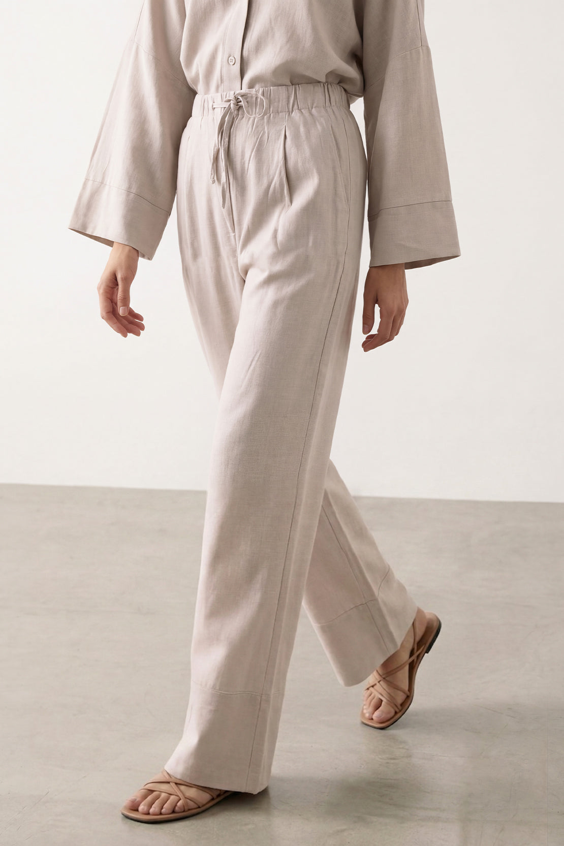 KOKO Linen Blend Relaxed Pants – Soft Grey