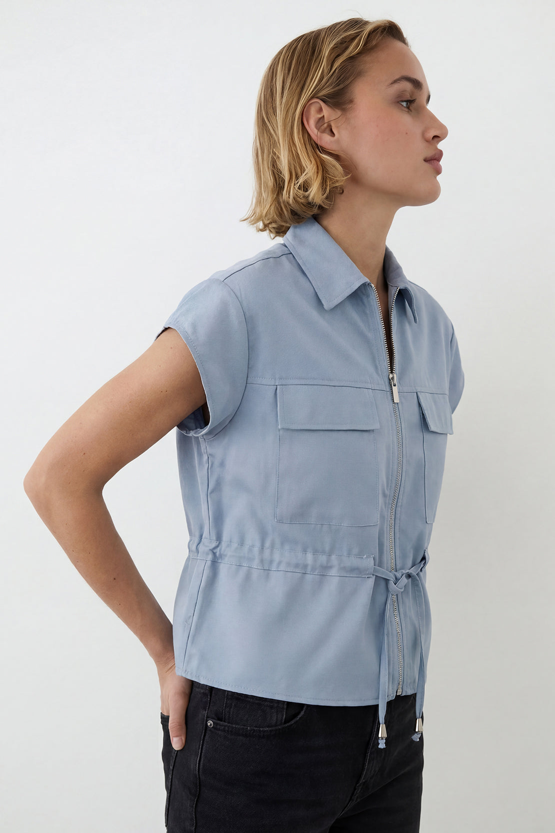 KOKO Air Weave Zip-Up Top – Light blue