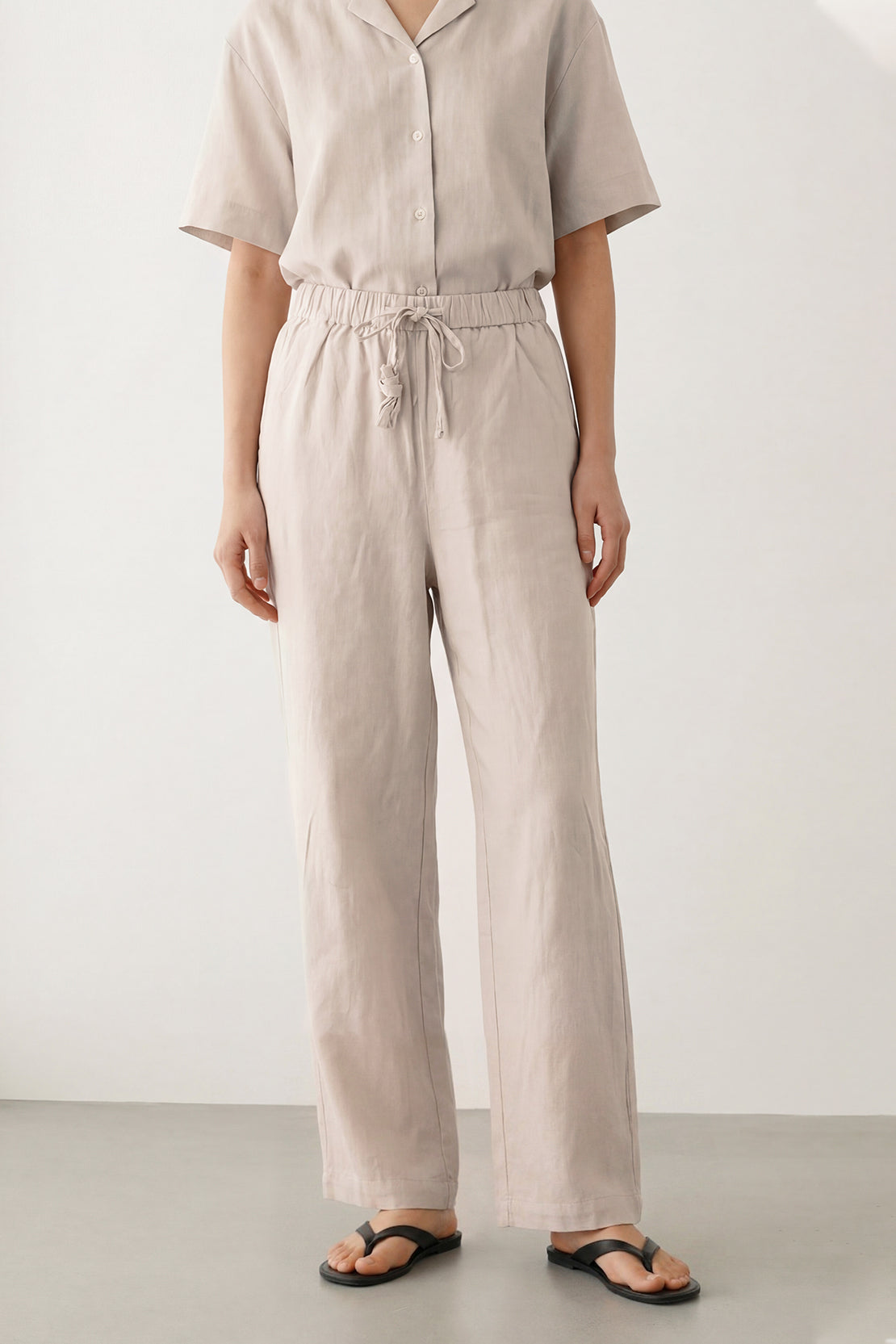 KOKO Looma Linen Relaxed Shirt & Wide-Leg Pants – Grey