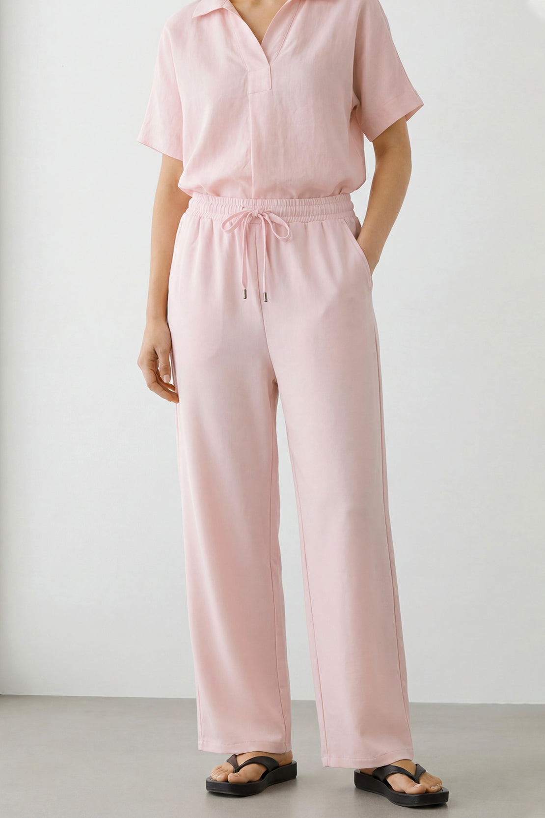 KOKO Cloud Muslin V-Neck Top & Relaxed Pants – Pink