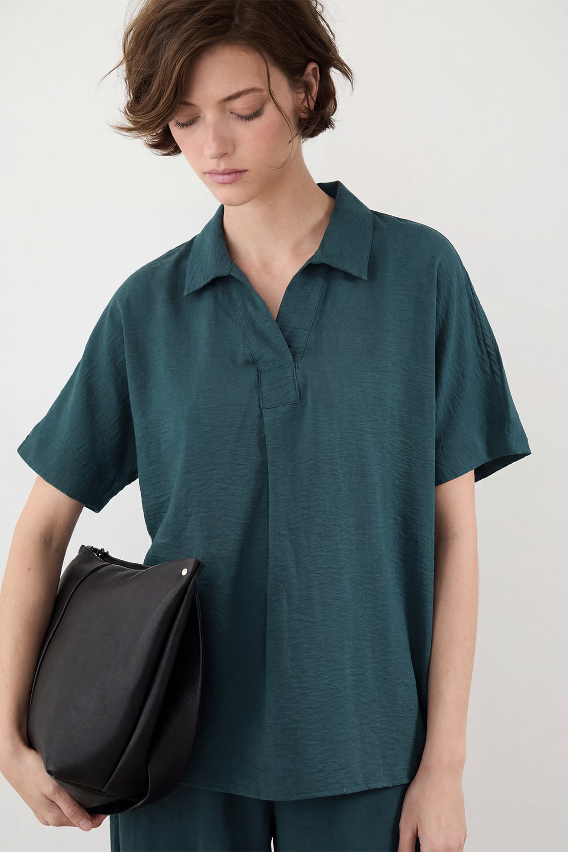 KOKO Cloud Muslin V-Neck Shirt & Relaxed Pants – Green