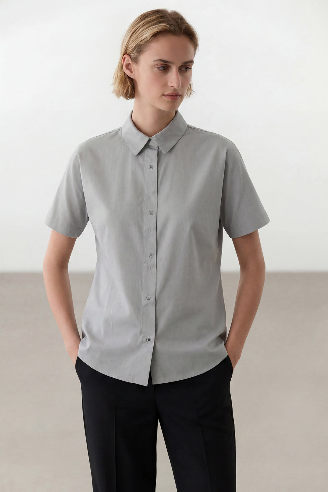 KOKO Air Woven Button-Down T-Shirt – Grey