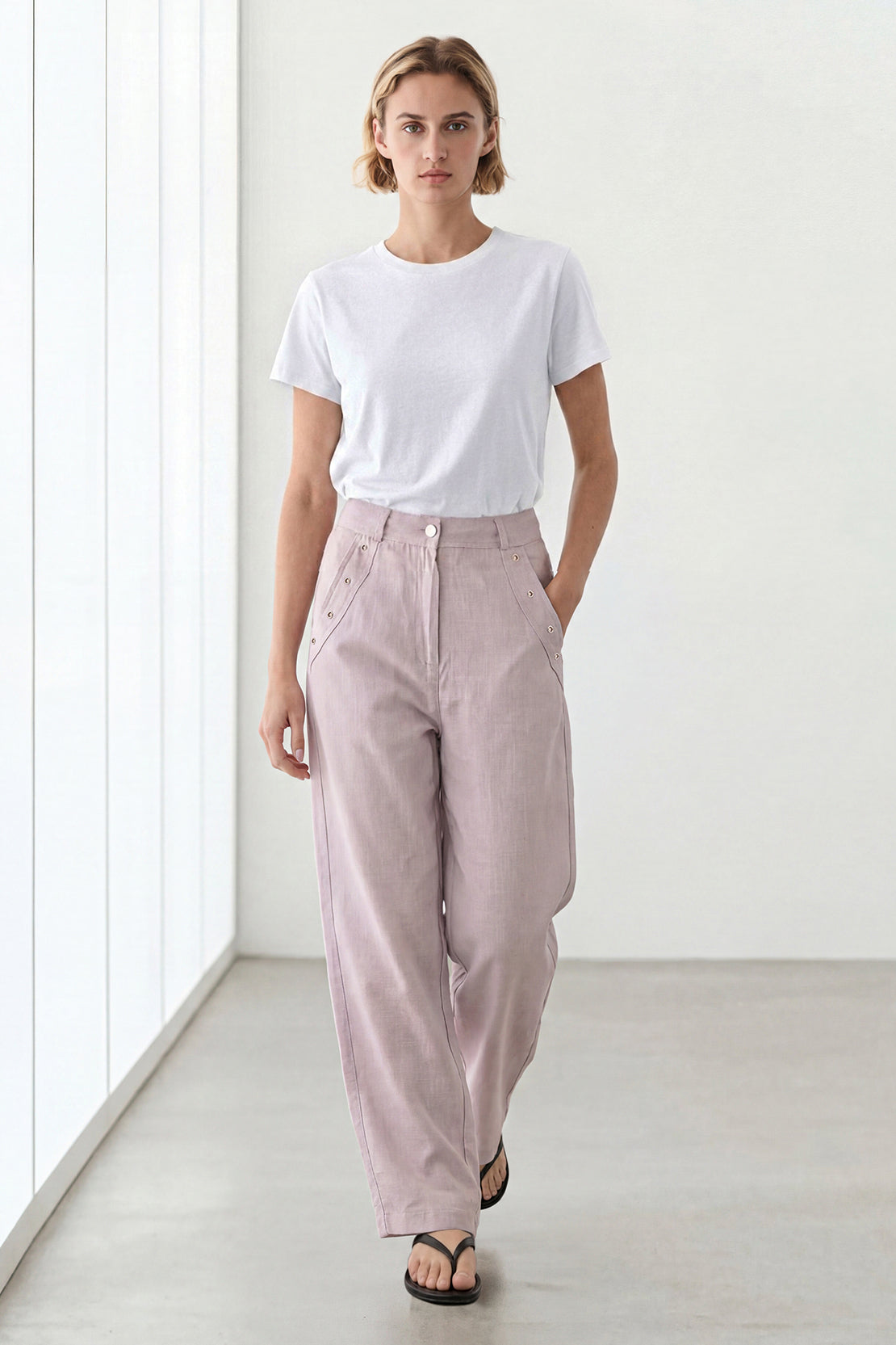 KOKO Structured Linen Zip-Up Top & Bottom – Lavender