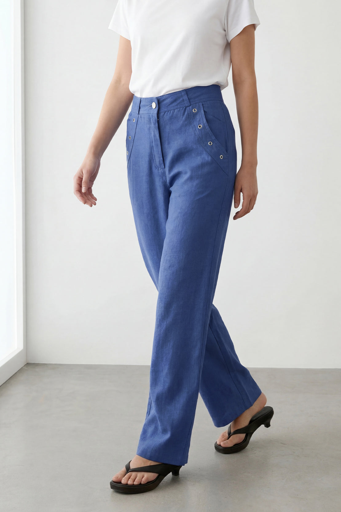 KOKO Structured Linen Zip-Up Top & Bottom – Royal Blue