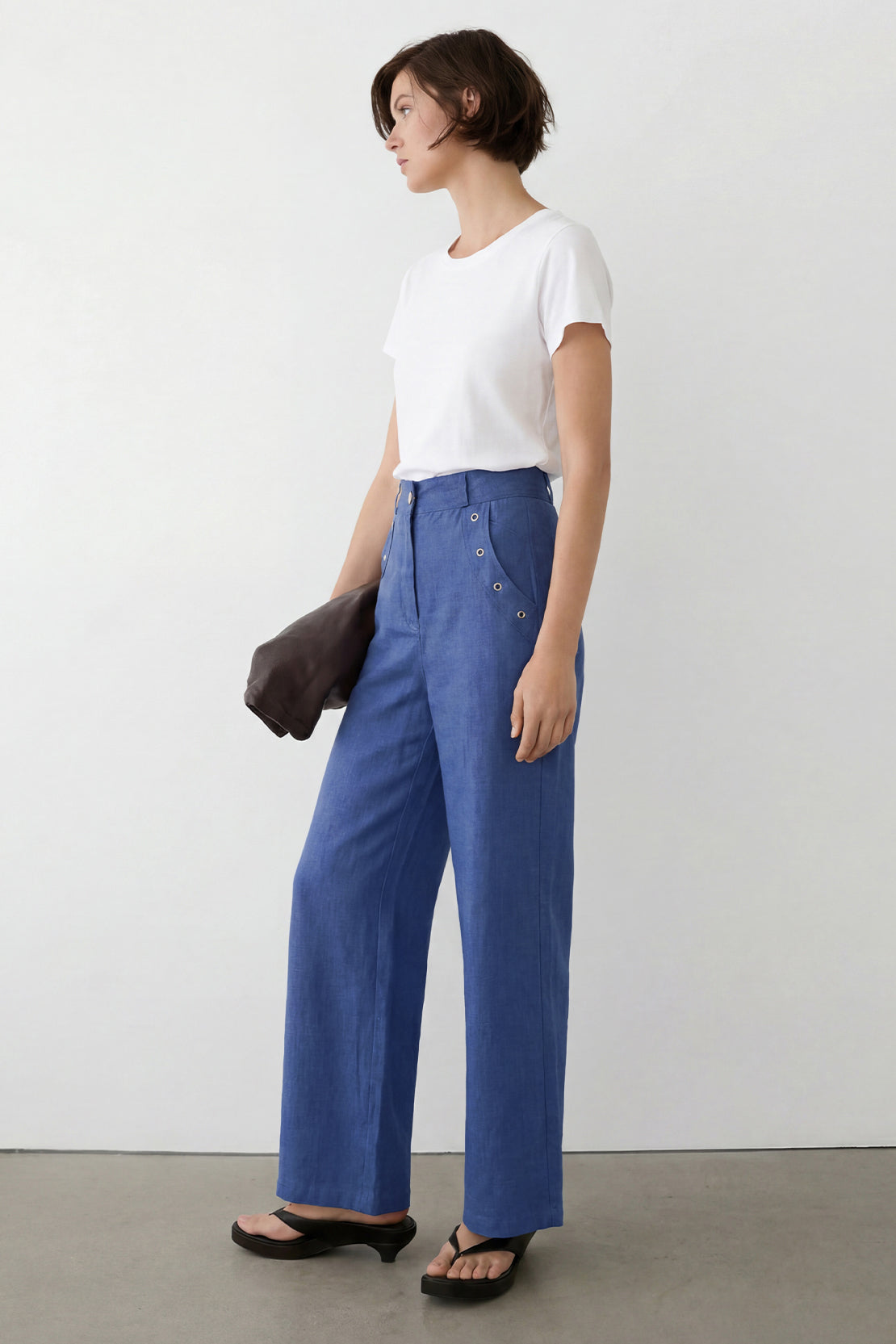 KOKO Structured Linen Zip-Up Top & Bottom – Royal Blue