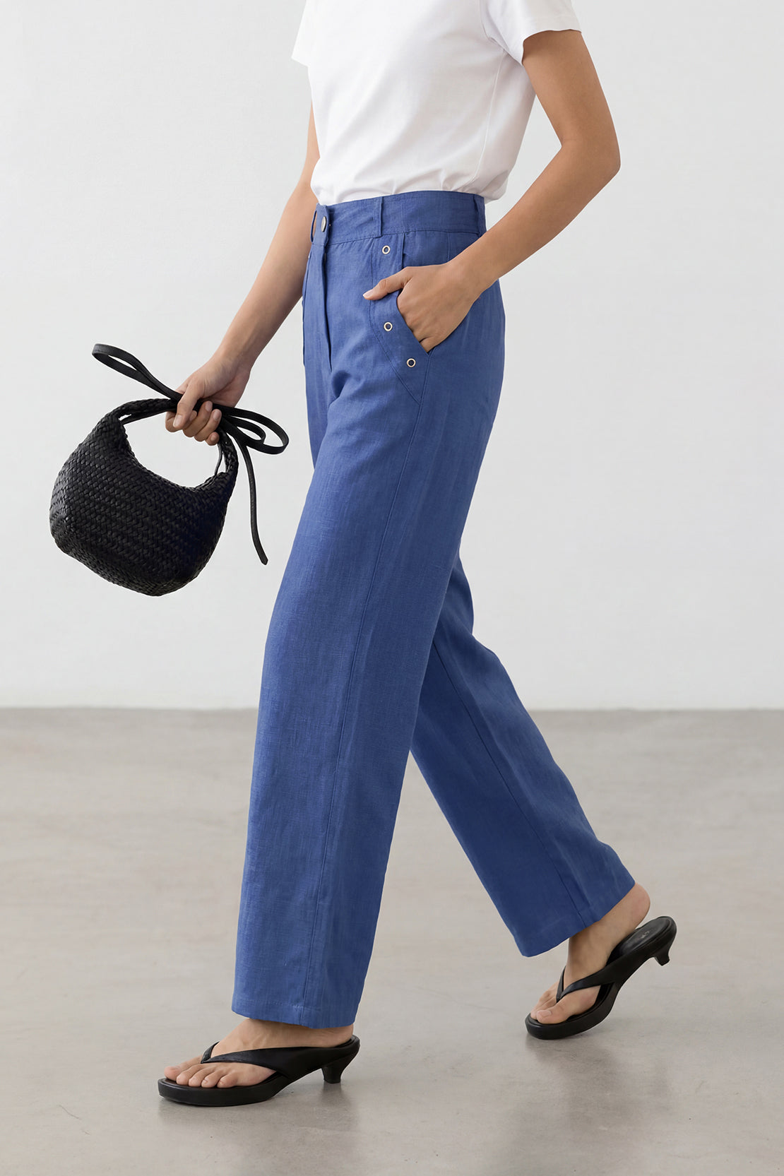 KOKO Structured Linen Zip-Up Top & Bottom – Royal Blue