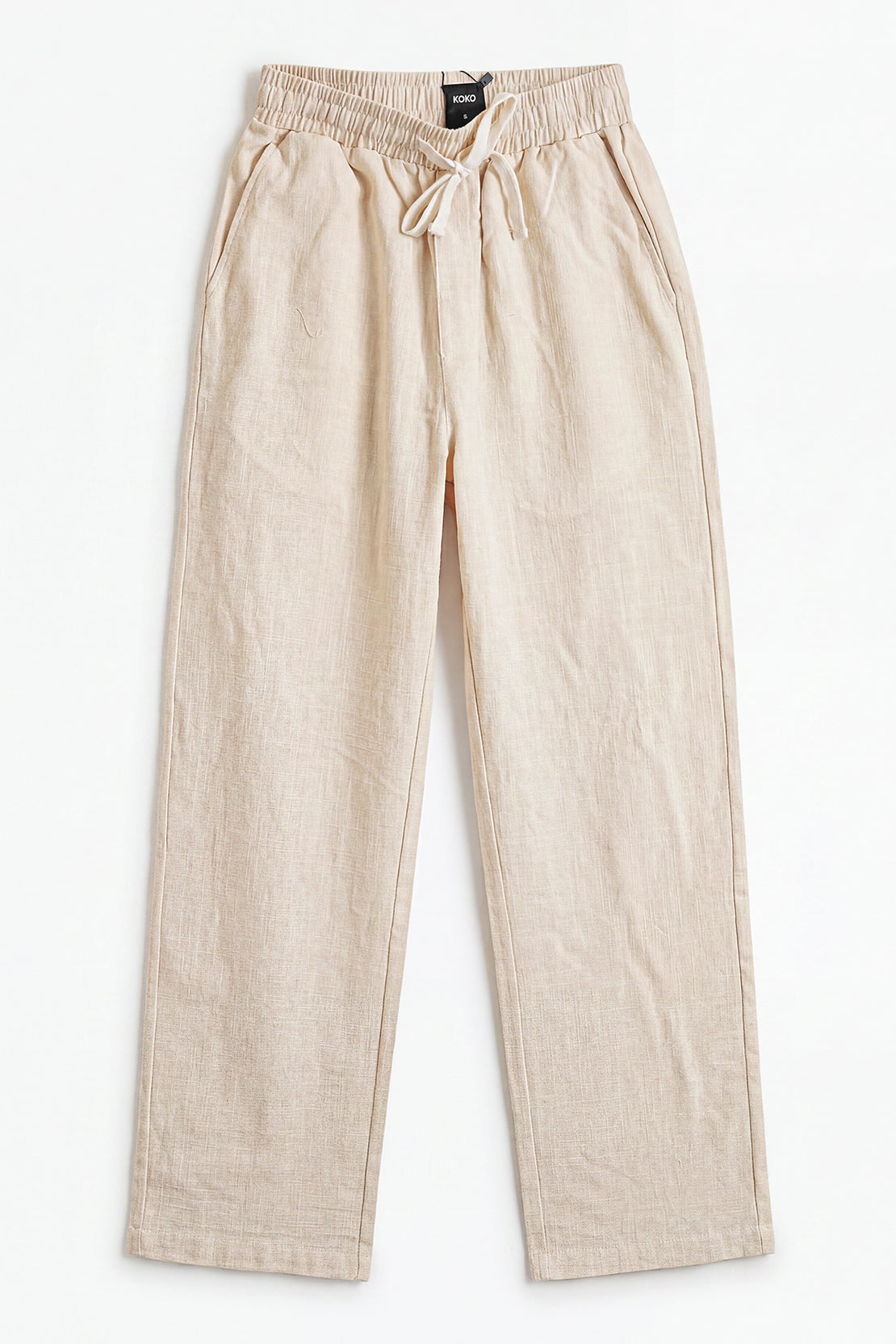 KOKO Linen Blend V-Neck Top & Wide-Leg Bottom – Apricot