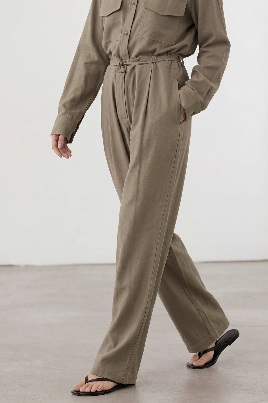 KOKO Modern Weave Buckle Pants – Army green