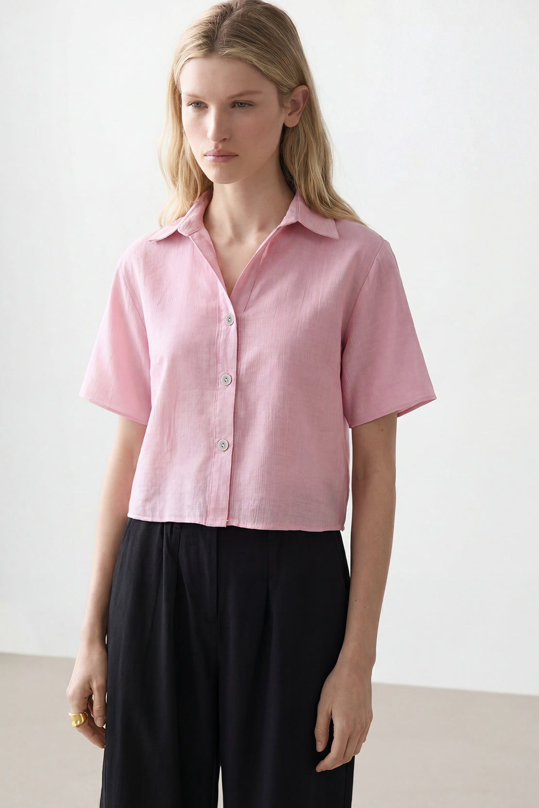 KOKO Aura Soft Button-Down Top – pink