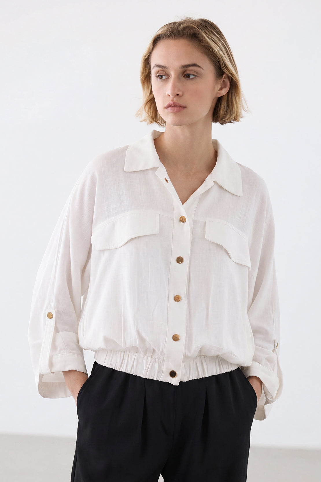 KOKO Mono Linen Button-Down Top – Off white