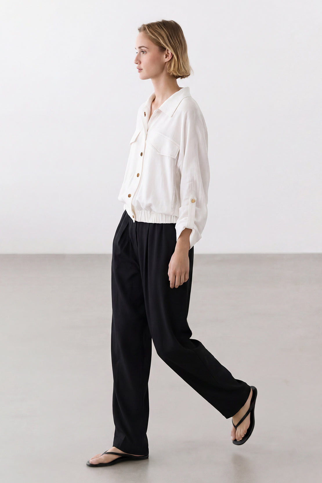 KOKO Mono Linen Button-Down Top – Off white