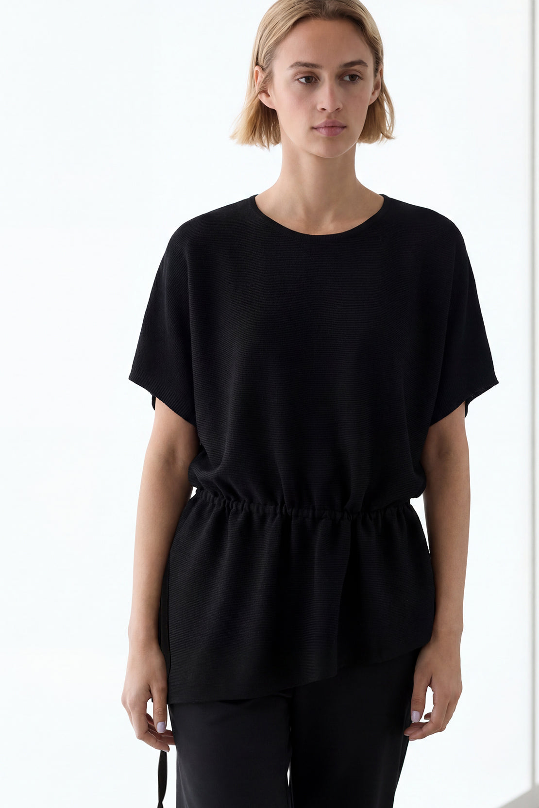 KOKO Ultra Mesh Relaxed Drawstring Top – Black