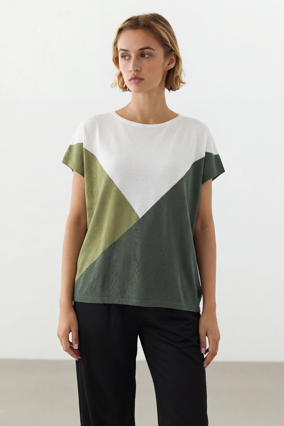 KOKO Drift Mesh Relaxed Crew Neck Top – Green