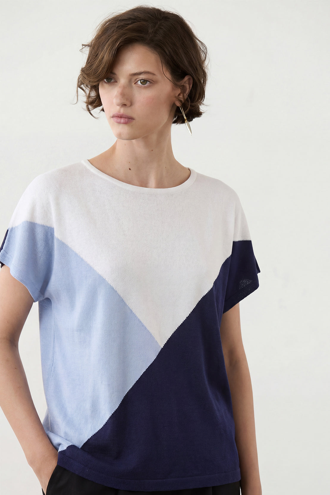 KOKO Drift Mesh Relaxed Crew Neck Top – Blue