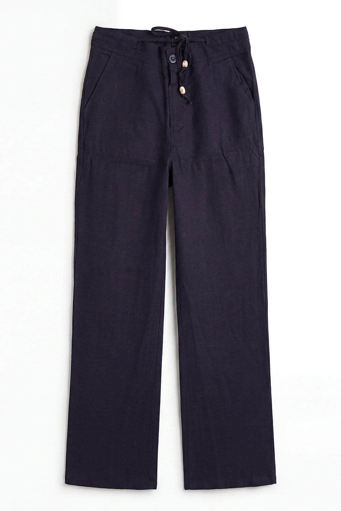 KOKO Linen Structured Top Relaxed Pants – Navy