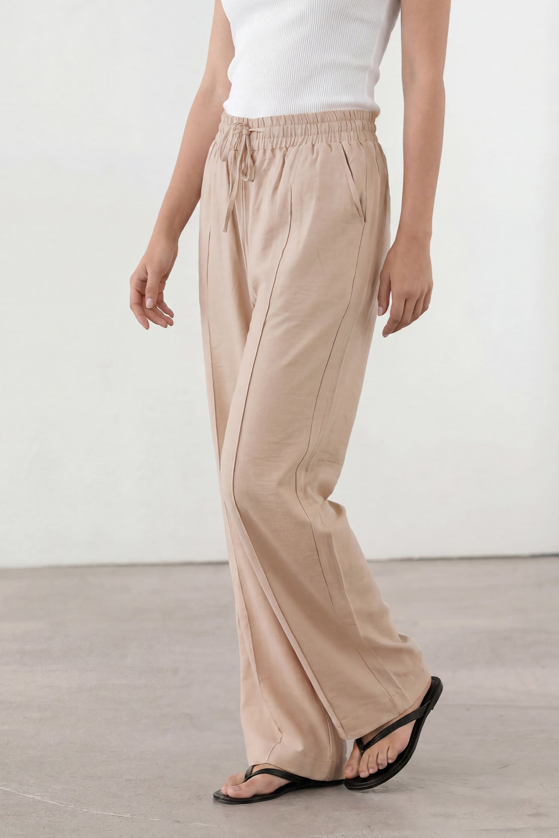 KOKO Nova Tie-Neck Top & Relaxed Trouser – Apricot