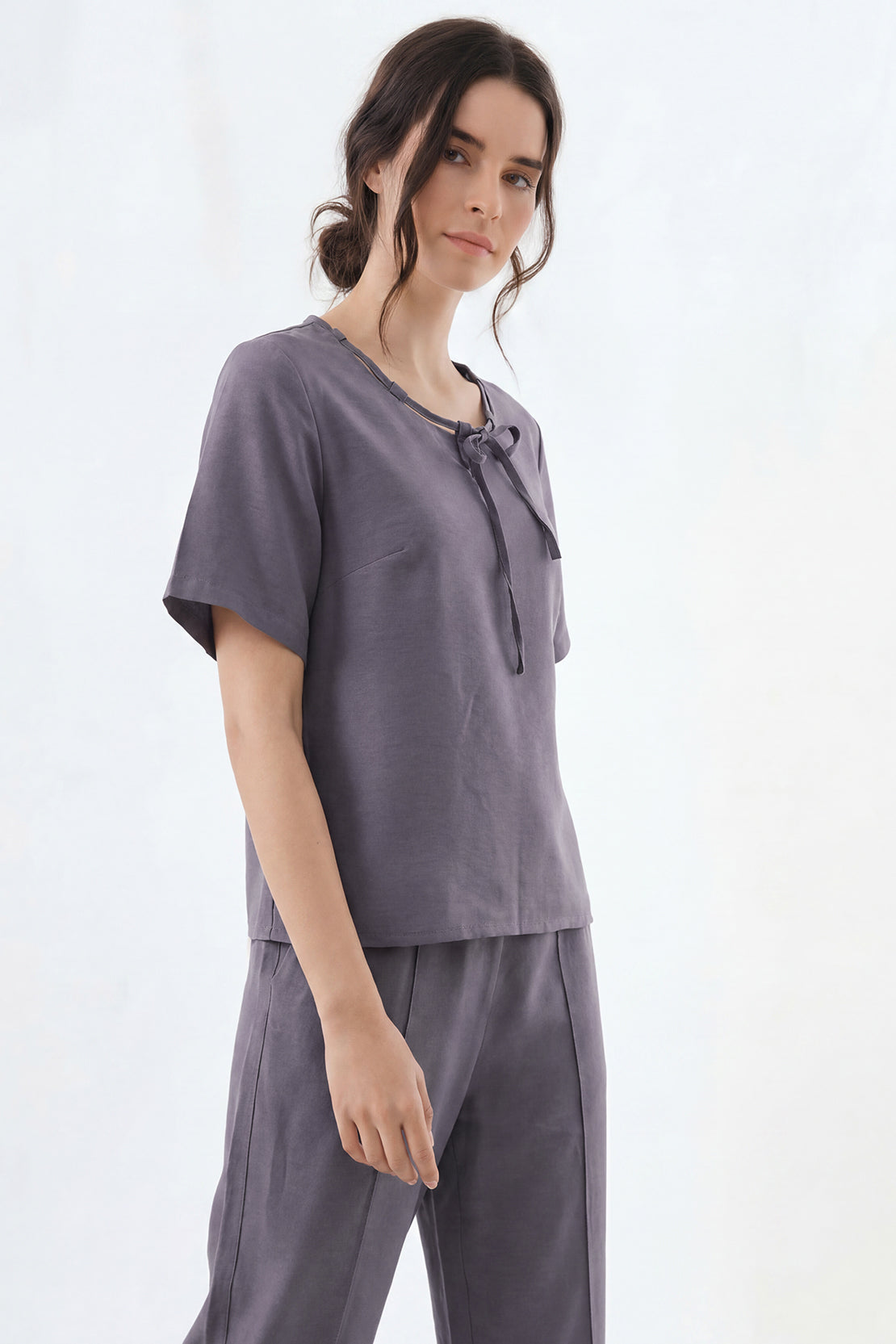 KOKO Nova Tie-Neck Top – Dusty Purple