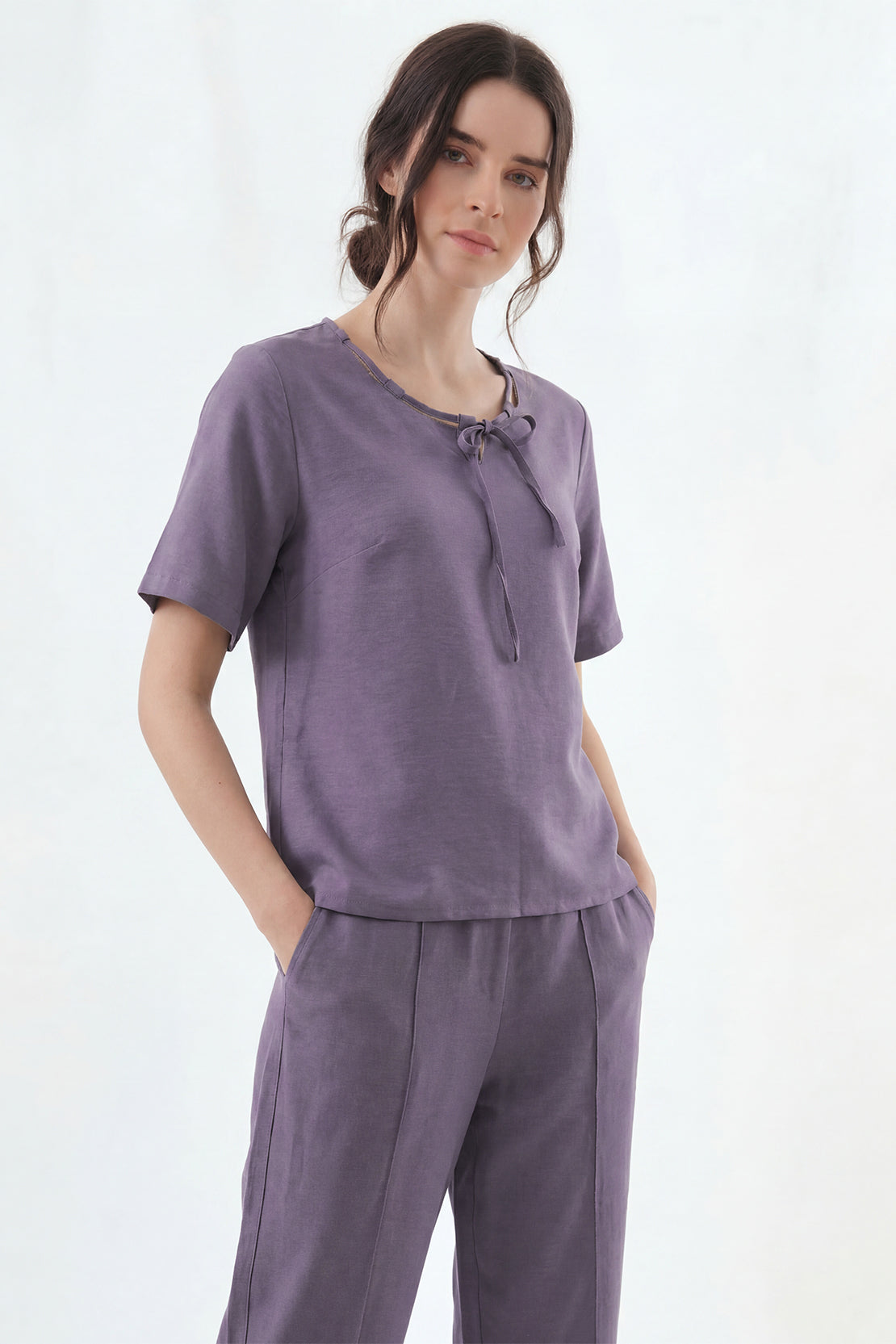 KOKO Nova Tie-Neck Top – Dusty Purple