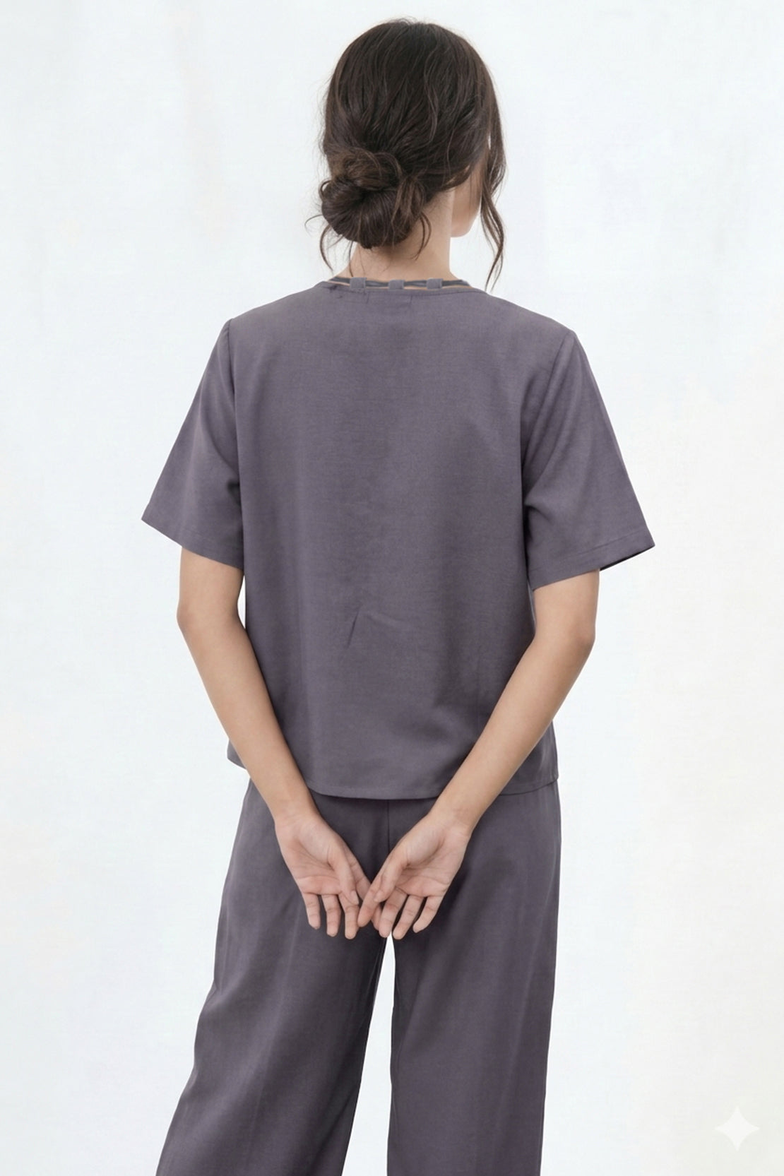 KOKO Nova Tie-Neck Top & Relaxed Trousers – Grey
