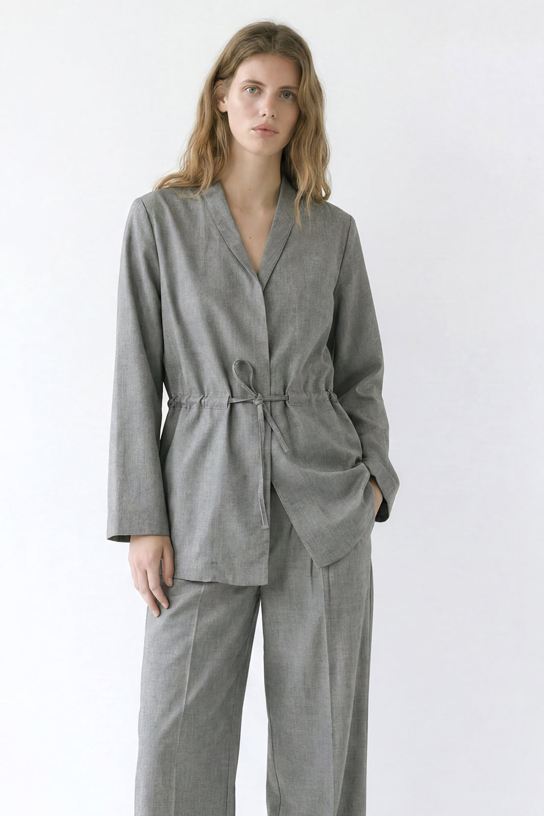 KOKO Aero Linen Tie-Front Top Or Relaxed Pants Set – Grey