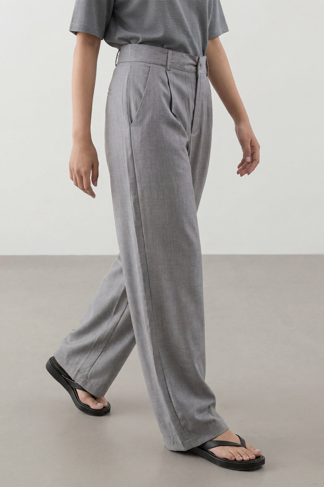 KOKO Aero Linen Tie-Front Top Or Relaxed Pants Set – Grey