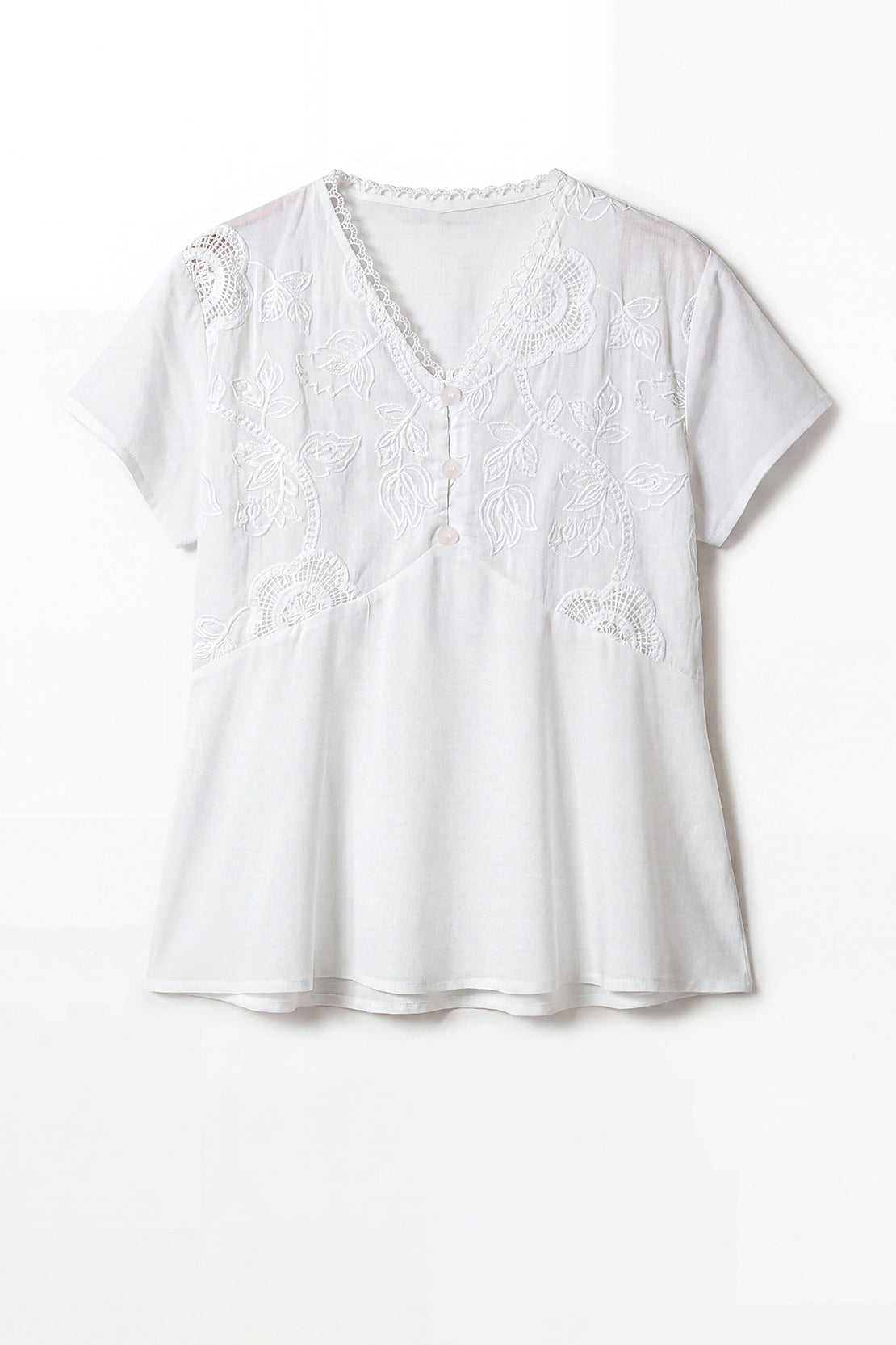 KOKO Light Weave Embellished Top – White
