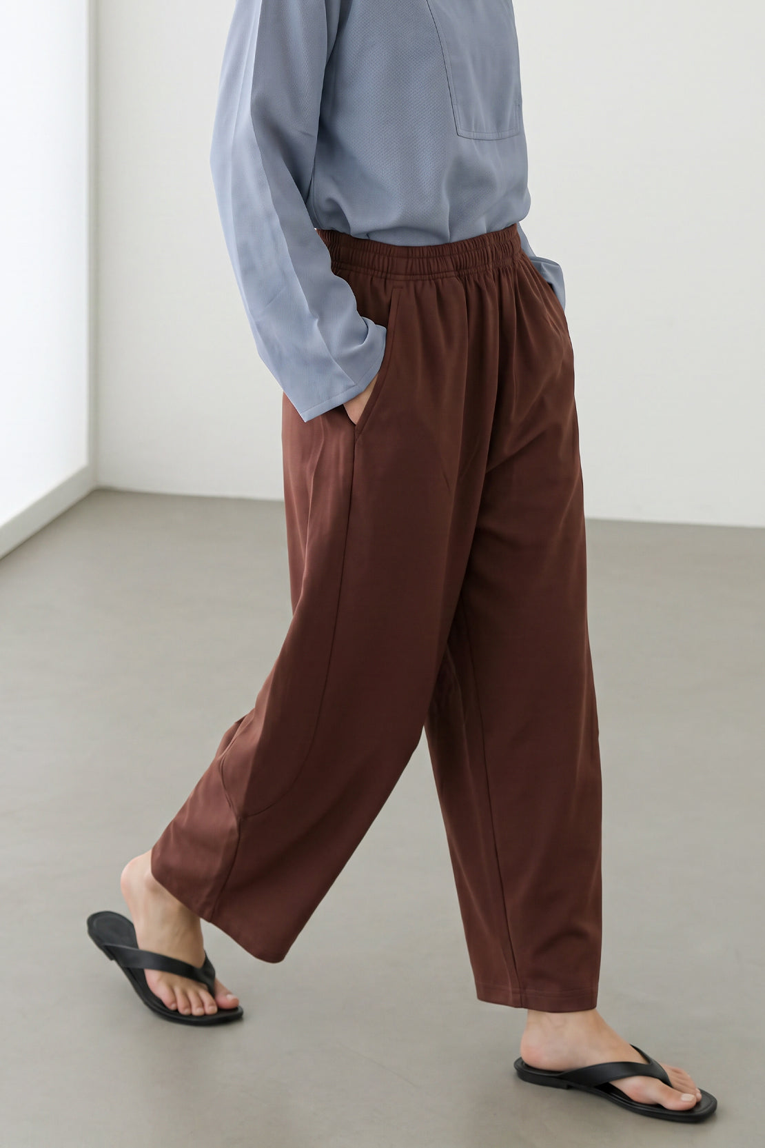 KOKO Modal Blend Relaxed Crop Pants – Brown