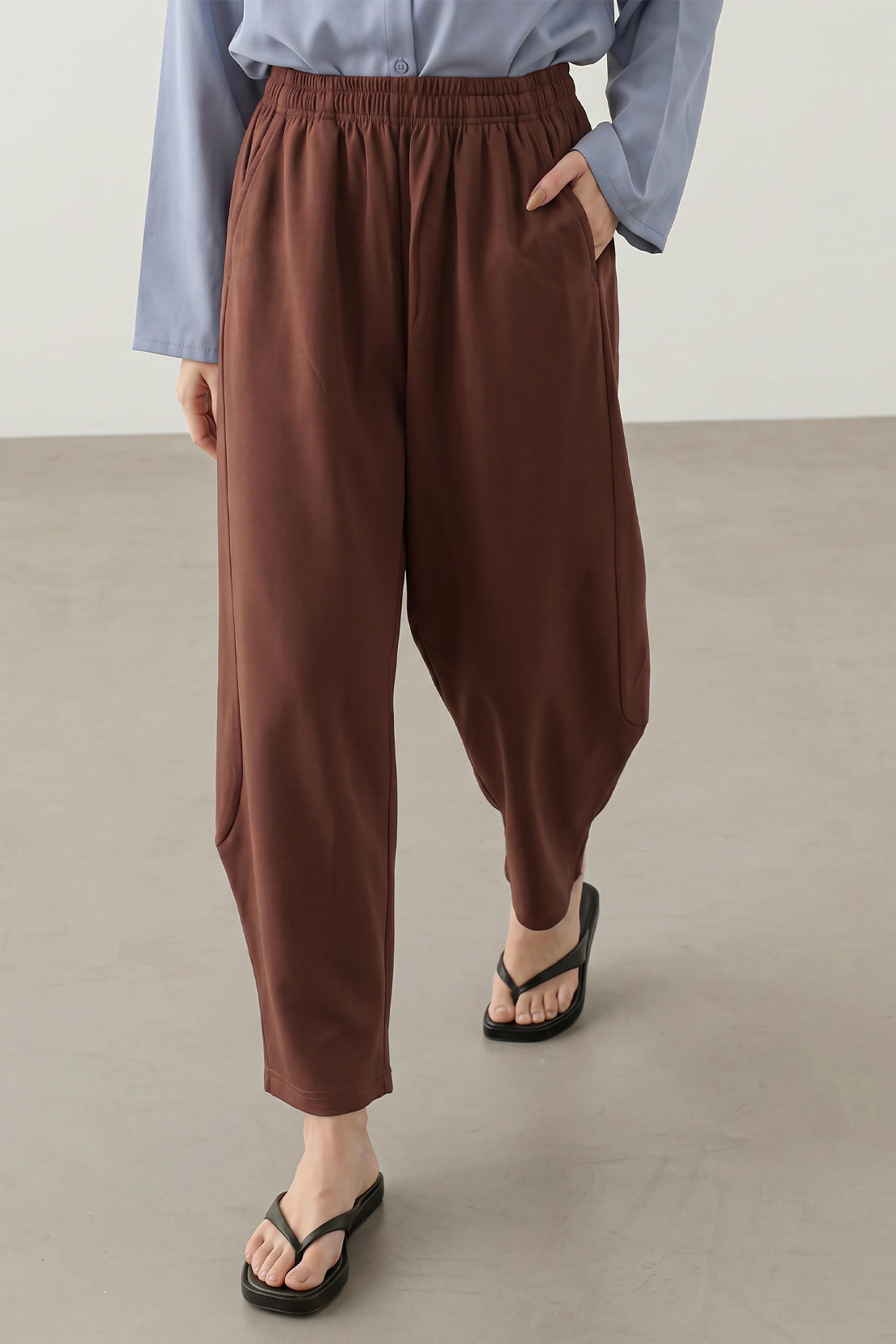 KOKO Modal Blend Relaxed Crop Pants – Brown