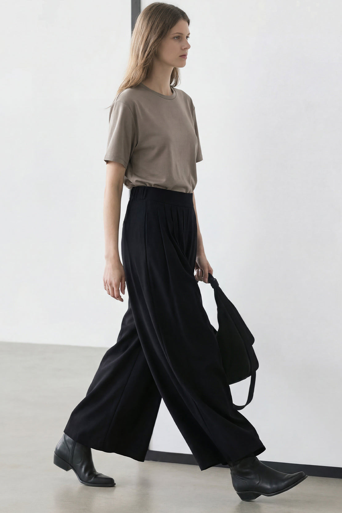 KOKO Modal Roma High-Waist Pleated Trouser – Black