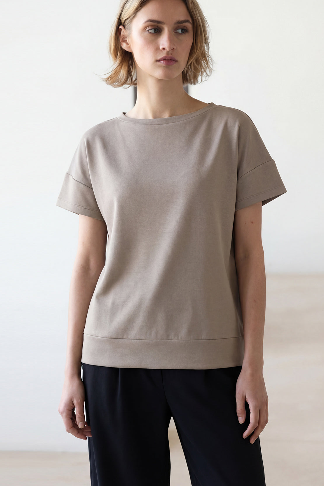 KOKO Modal Relaxed Boat Neck Top – clay