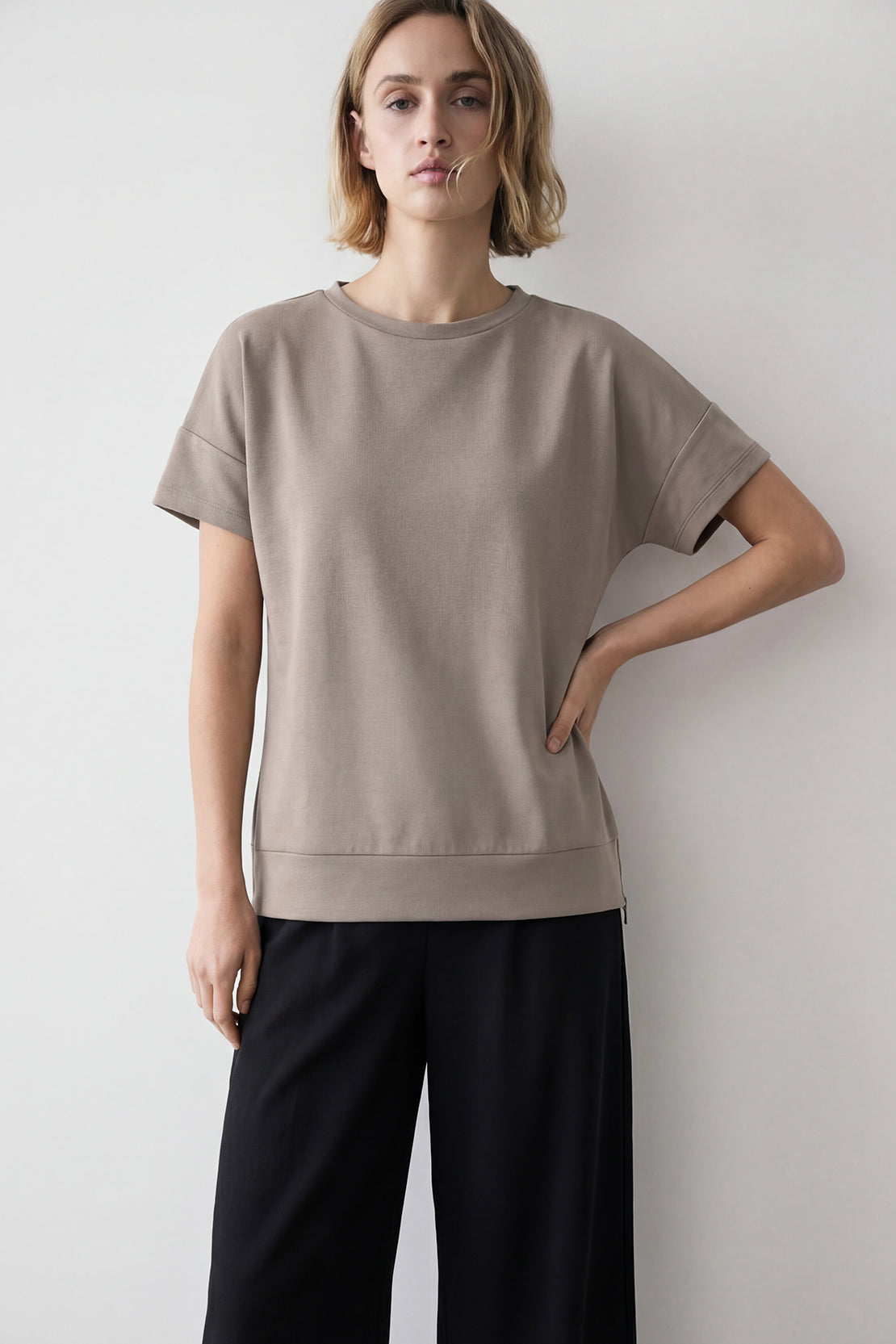 KOKO Modal Relaxed Boat Neck Top – clay